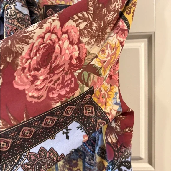 Chacha Vente Boho Paisley Tie Neck High Low Tunic Blouse Size M - Picture 11 of 16
